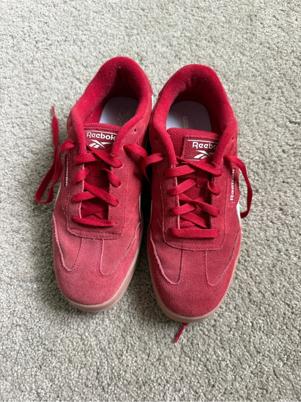 Reebok women’s Red Suede Low-Top Sneakers